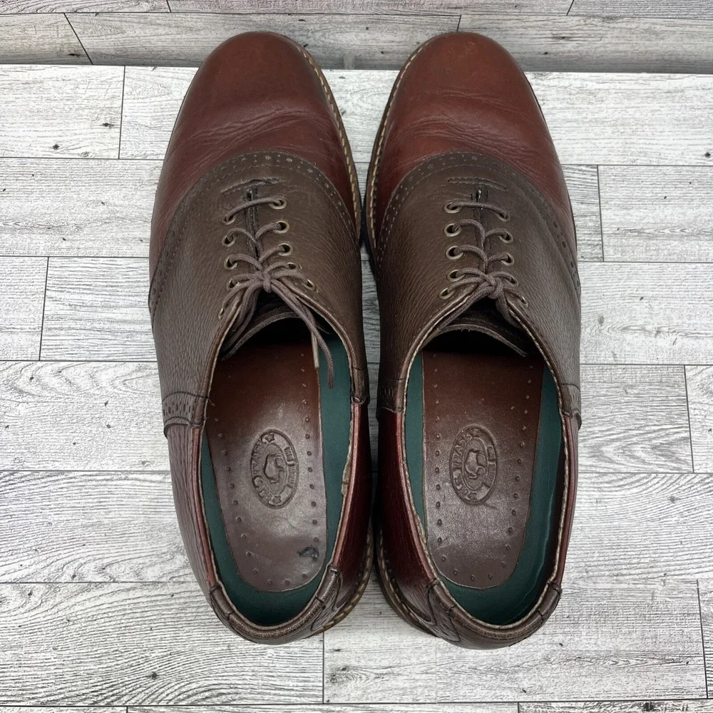H.S.‎ Trask Saddle Two Tone Brown Bison Leather Oxford Dress Shoes Men Size 10M